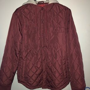 Maroon Button up hooded jacket